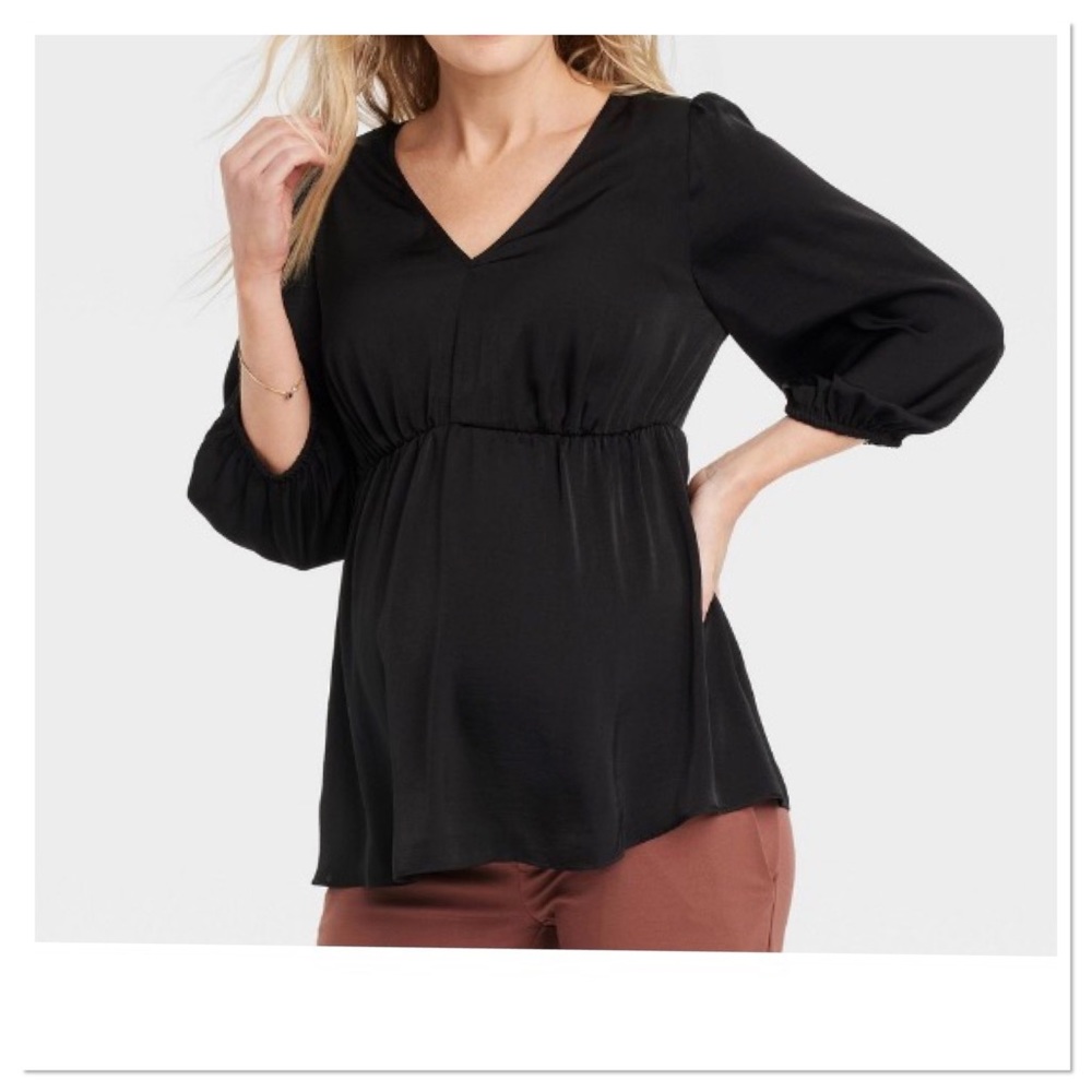Isabel Maternity Ingrid +Isabel Elbow Sleeve Woven Back Cut & Beyond Shirt
